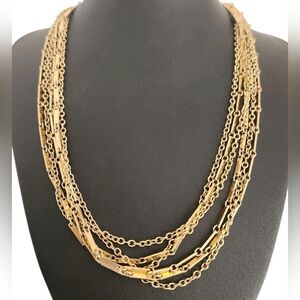 Vintage Trifari Hangtag Goldtone Double Strand Extra Long 60" Chain Necklace